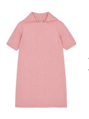 KIDS Pink GG-monogram intarsia wool dress